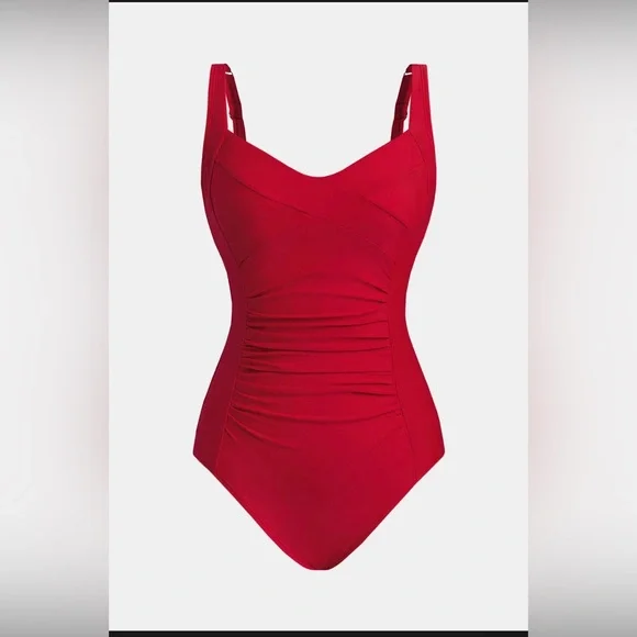 Cupshe Red Ruched Tummy Control
One-Piece - Picture 4 of 8